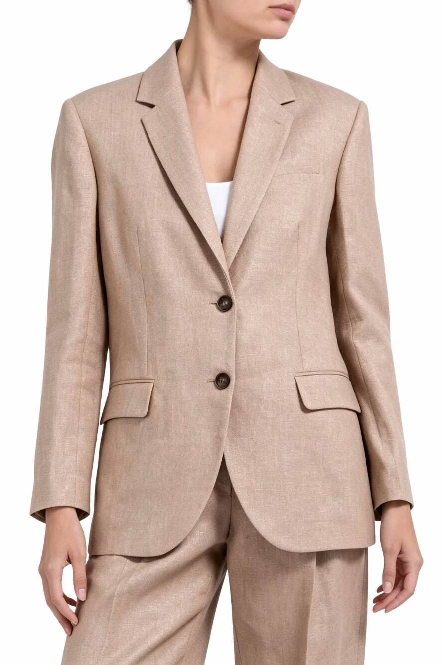 NEW BRUNELLO CUCINELLI women's linen-blend blazer in neutral